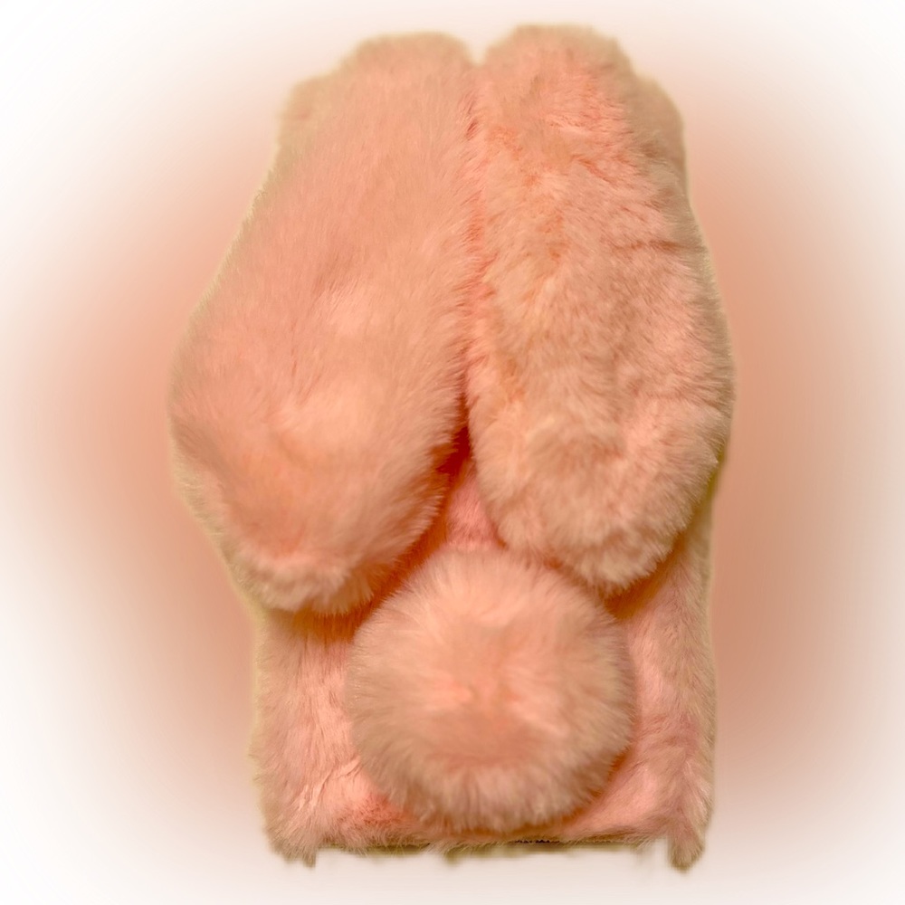 iPhone 14 ProMax Pink Furry Plush Bunny Soft Phone Case NWOT